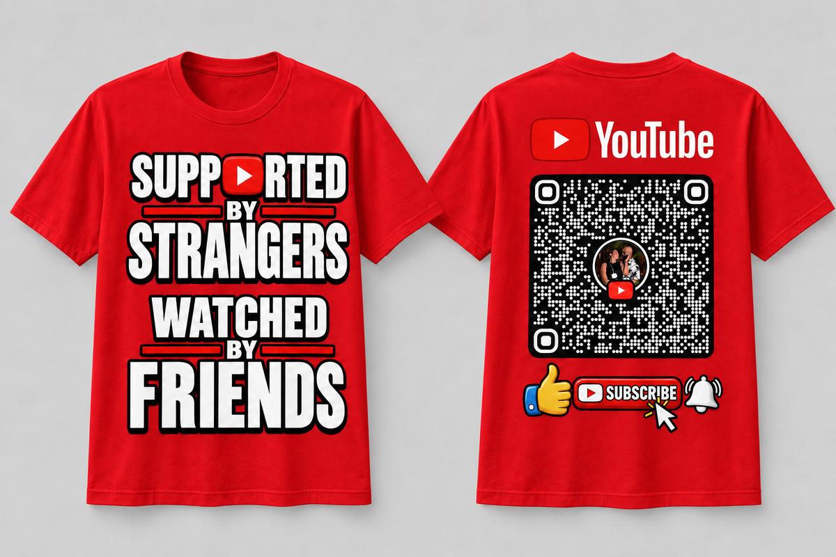 Supported by Strangers T-Shirt Red - Front and Back