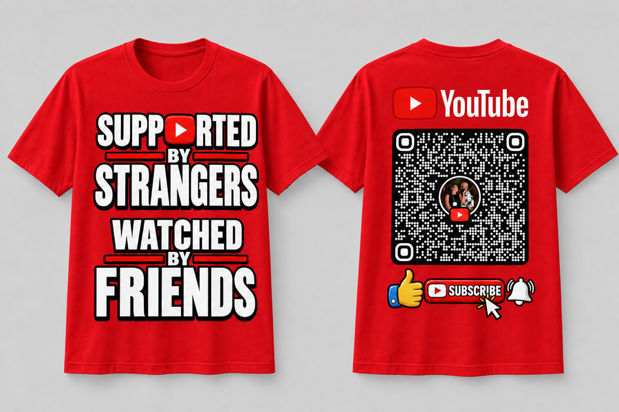 Supported by Strangers T-Shirt Red - Front and Back