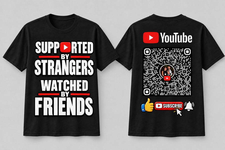 Supported by Strangers T-Shirt Black - Front and Back